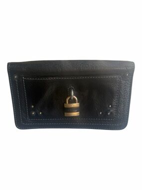 CHLOÉ Paddington Black Leather Continental Wallet w/ Original Padlock & Key Y2K
